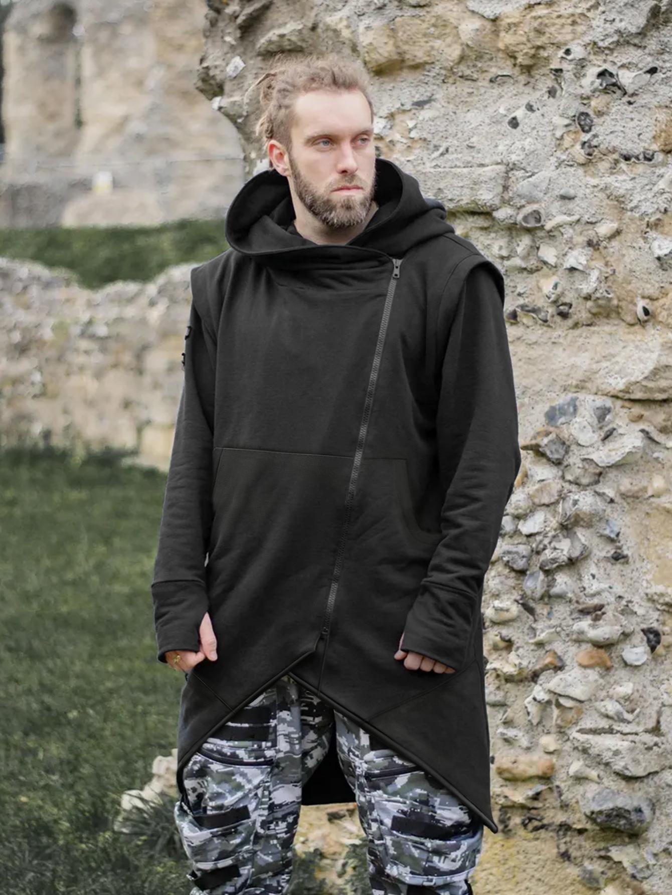 Men's Dark Asymmetrical Zip Hoodie – Urban Ninja Streetwear
