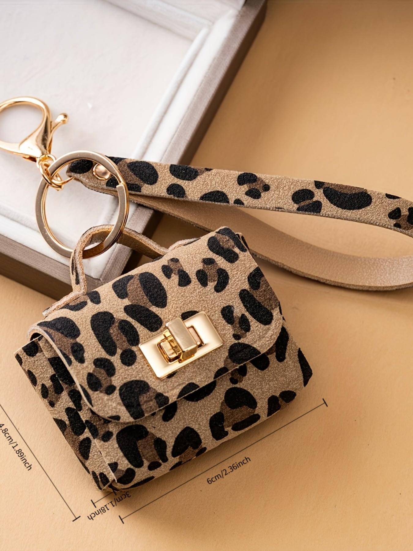 Creative Leopard Print PU Leather Keychain, High-End Coin Purse, Fashionable Key Ring, Universal for Phone Car Bag, Show off Your Style