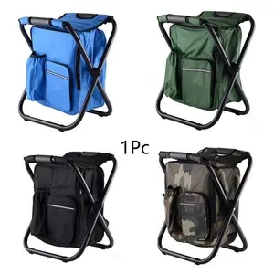 3-In-1 Portable Folding Fishing Backpack Chair, Insulated Camping Chair with Cooler Bag, Foldable Seat for Outdoor Activities
