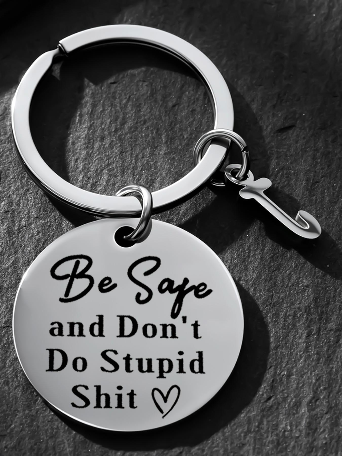 Funny Safety Keychain, Personalized Initial a Keyring, Humorous Gift for Men Women, Perfect for Birthdays, Christmas, Graduations