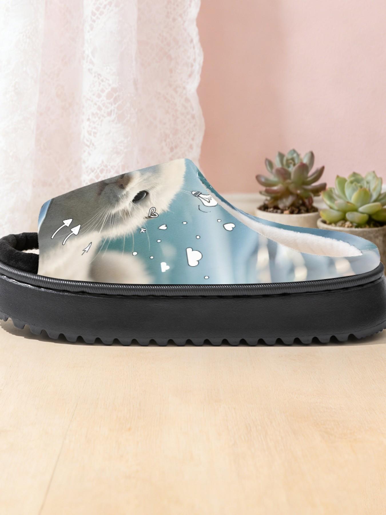 Cute Otter Print Linen Open-Toe Sandals, Casual Textile Eva Sole, Less Than Ankle Height, Cartoon Pattern, All Seasons Footwear