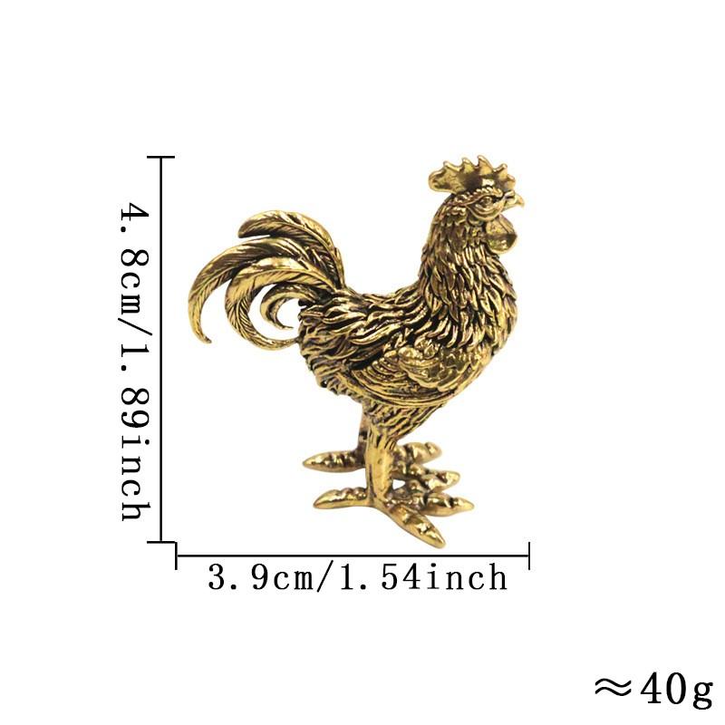 Brass Rooster Hen Model Sculpture, Desktop Decoration Metal Copper Cast Craft, Desk Ornament, Home Decor, Office Accent