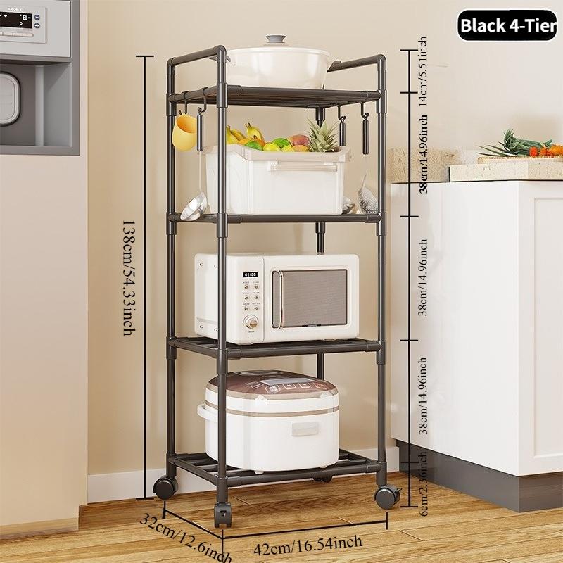 Multi-layer kitchen storage rack, floor-standing organizer for home use, bathroom shelf, no-drill microwave rack,  kitchen storage & organization, microwave stand, microwave rack with storage, kitchen shelf, kitchen storage and organization