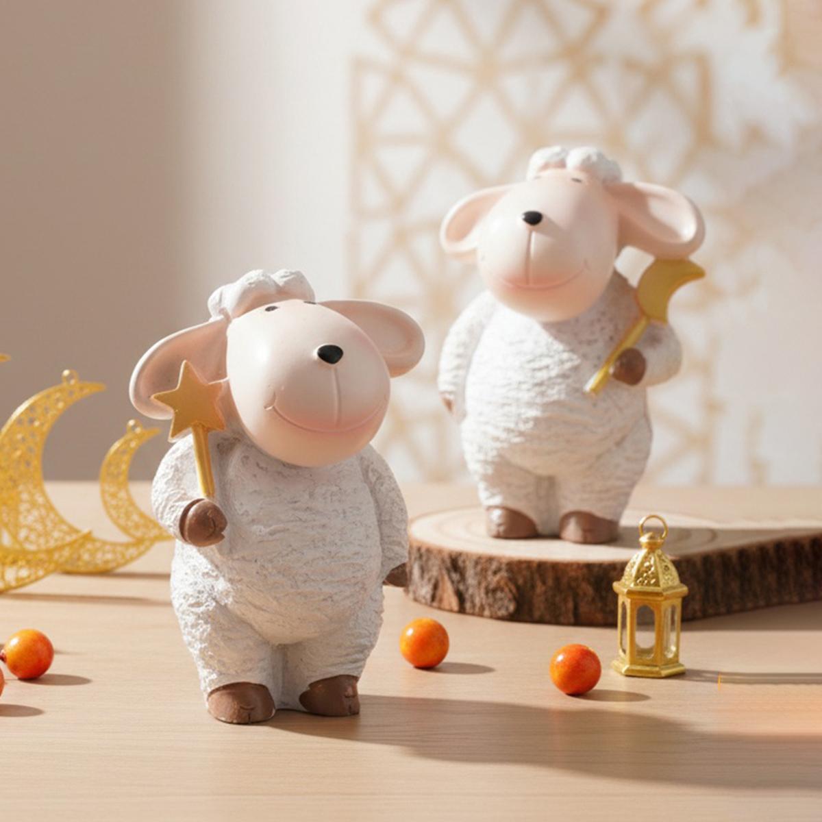Cute Resin Ramadan Decoration, Star Wand Holder Moon Ornament, Festive Window Display, Eid Al-Fitr Gift for Home Party Meeting, Cute Cartoon Figurine