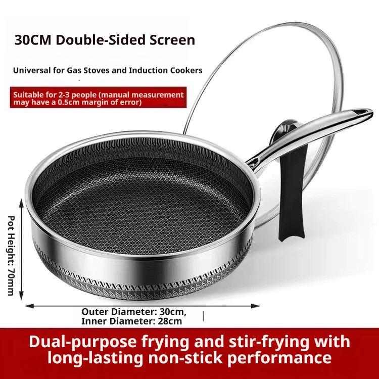 Full Honeycomb Mesh Stainless Steel Non-Stick Frying Pan Multi-Use Integrated Skillet Nonstick Coating Pan Durable Induction Cookware Wholesale Direct Factory Supply For Home Kitchen Cooking Steak Egg Pancake