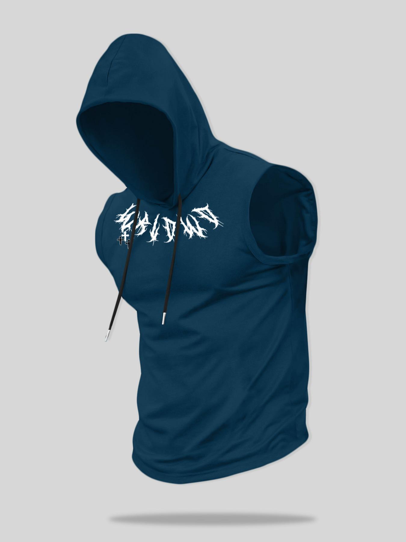 Men's Regular Fit Cartoon Print Hooded Tank Top, Casual Fashion Sleeveless Hoodie Vest for Summer, Men's Top for Daily Wear, Sweatshirts, Casual Streetwear