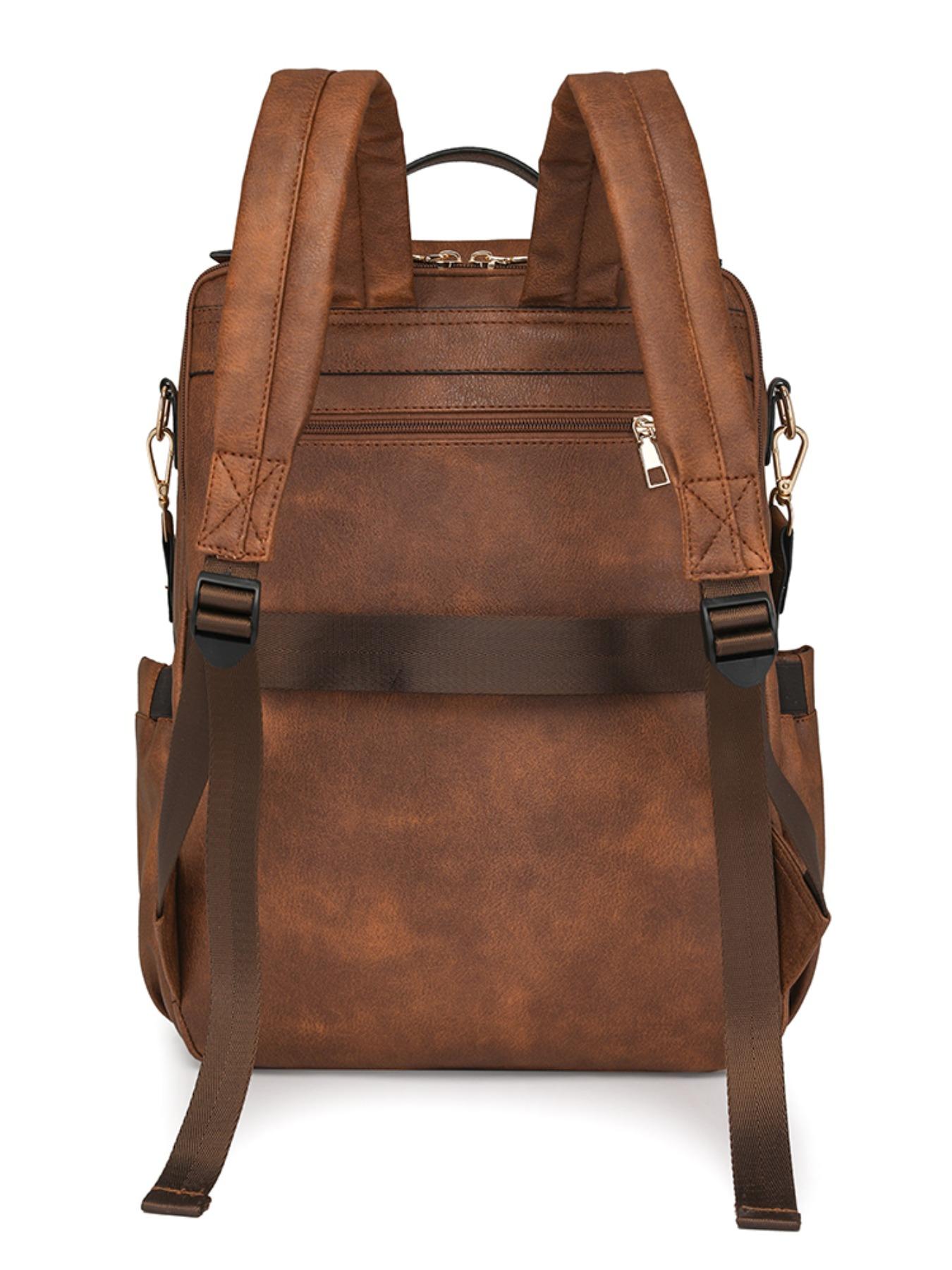 New Fashion Women's Backpack, Soft Leather Texture, Large Capacity, 15.6 Inch Laptop Bag, Casual Style, All Seasons, Durable PU Material