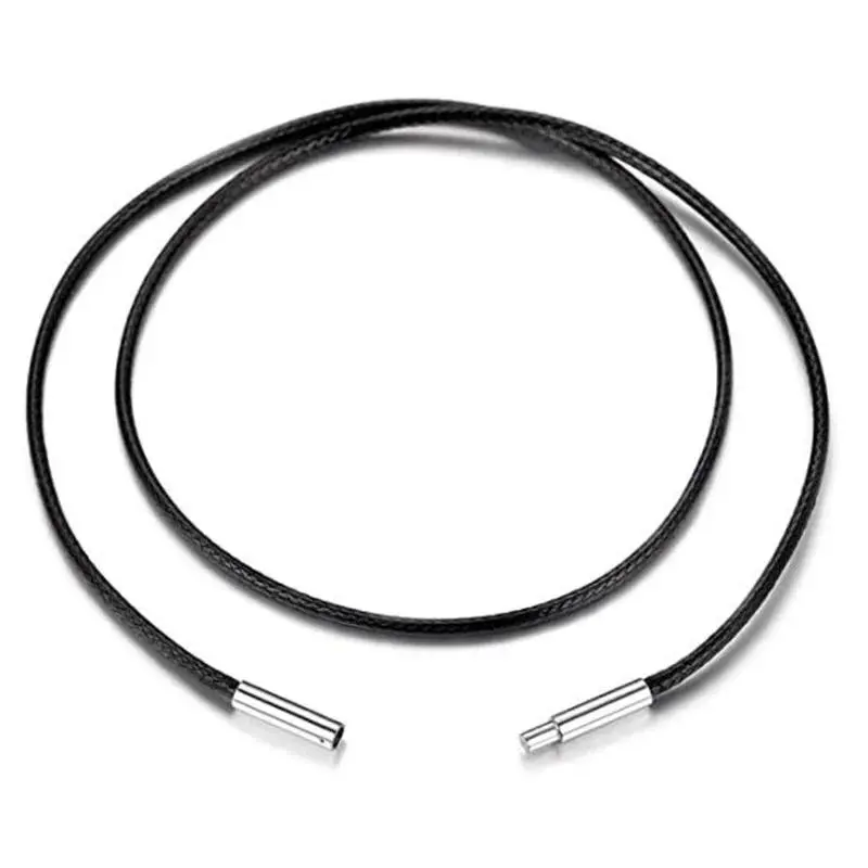 Men's Black Genuine Leather-Steel Rope Necklace with Clasp, Multi-Size Cord Set for Jewelry DIY Pendant Making Accessories Supplies