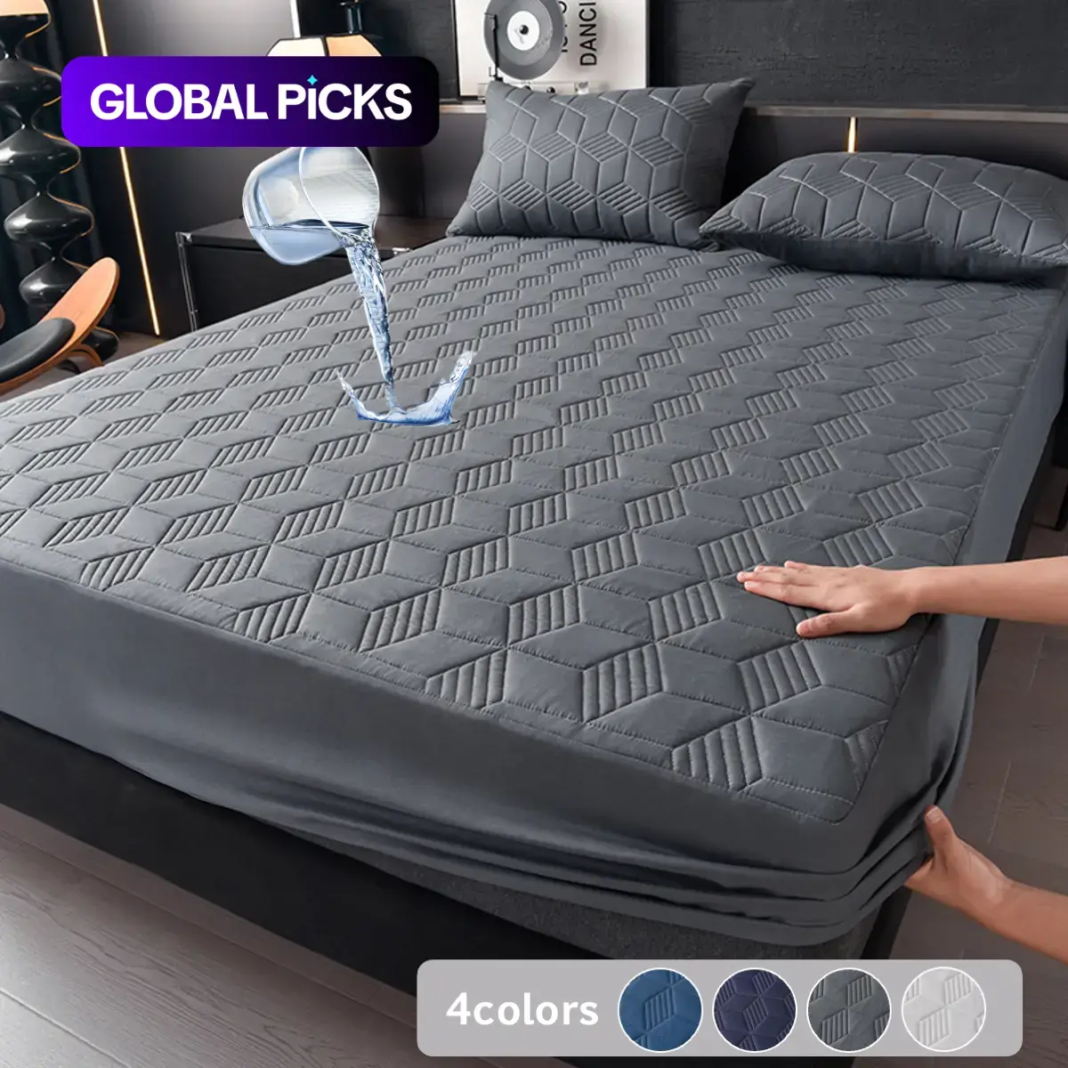 2/3 Piece Waterproof Mattress Protector Set with Deep Pocket, Soft, Noiseless, Breathable, Stain-Resistant, Machine Washable Bed Cover, Bedding Mattress Cover for Bedroom, Hotels, Quilted Mattress Cover – Includes Pillowcases #GLOBAL PICKS