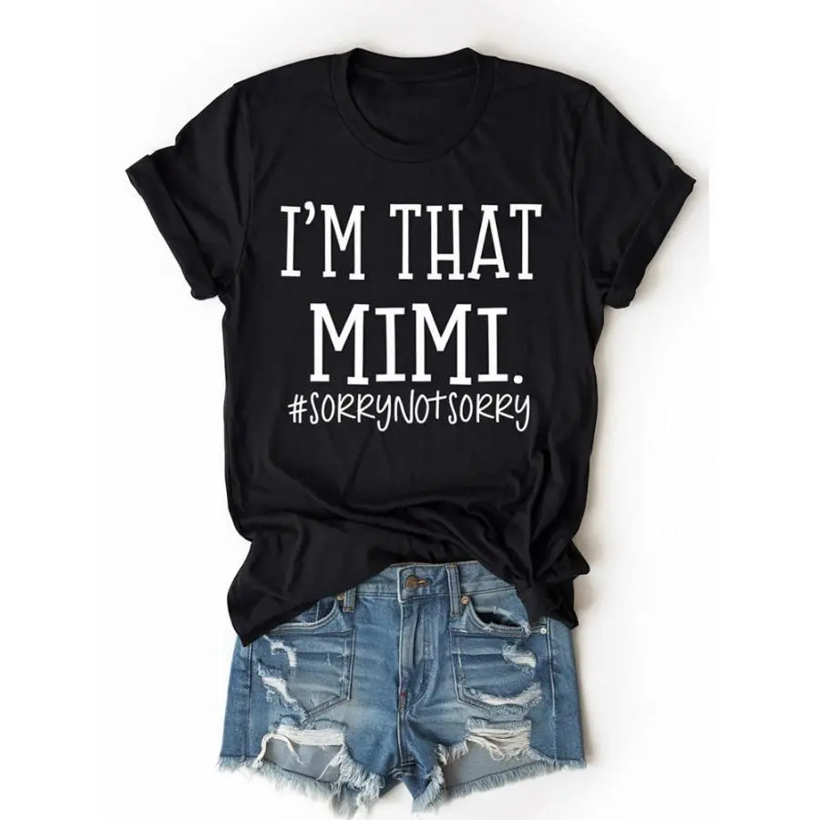 Mimi Claus Tee – Bold “I’m That Mimi” Design, Playful Black Crew Neck Shirt for Women Casual Cotton