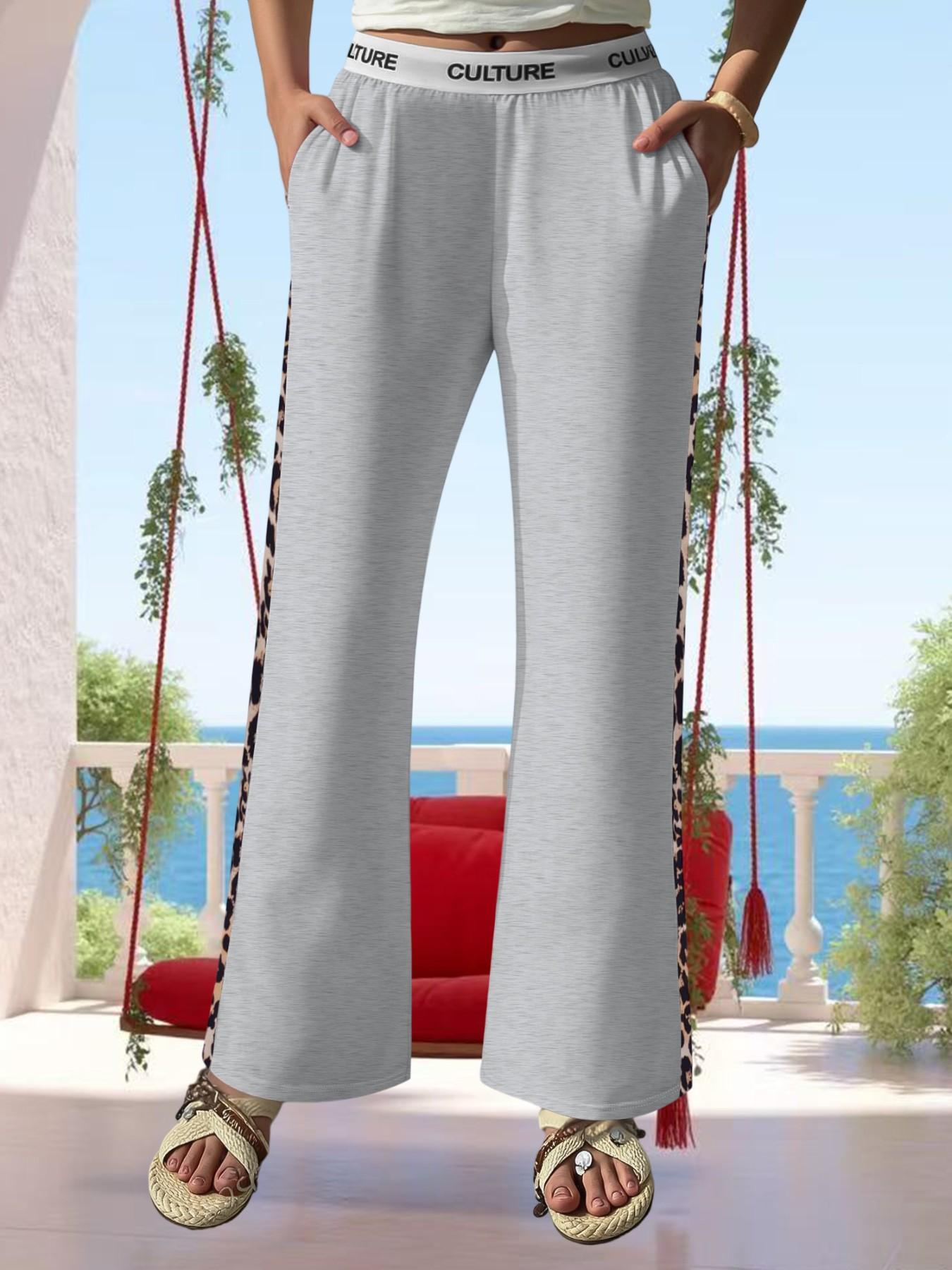 Streetwear Leopard Print Wide Leg Pants, High Waist Loose Fit, Casual All-Seasons Fashion, Spring Autumn Trendy Straight Leg Jeans
