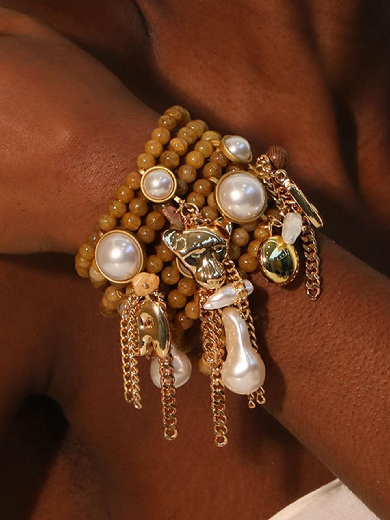 Fashion Faux Pearl Decorated Bracelet, Fashion Elegant Jewelry Bracelet for Party, Daily Clothing Decor, Trendy All-match & Exquisite Jewelry for Birthday Gift, Beaded Bracelet