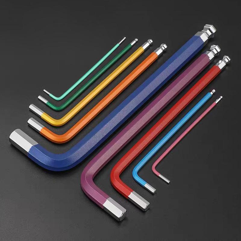 9-Piece Hex Ball Head Wrench Set, Multi-Size Colorful Allen Wrenches, Screwdriver Set with Storage Clips, Chrome Vanadium Steel High Hardness