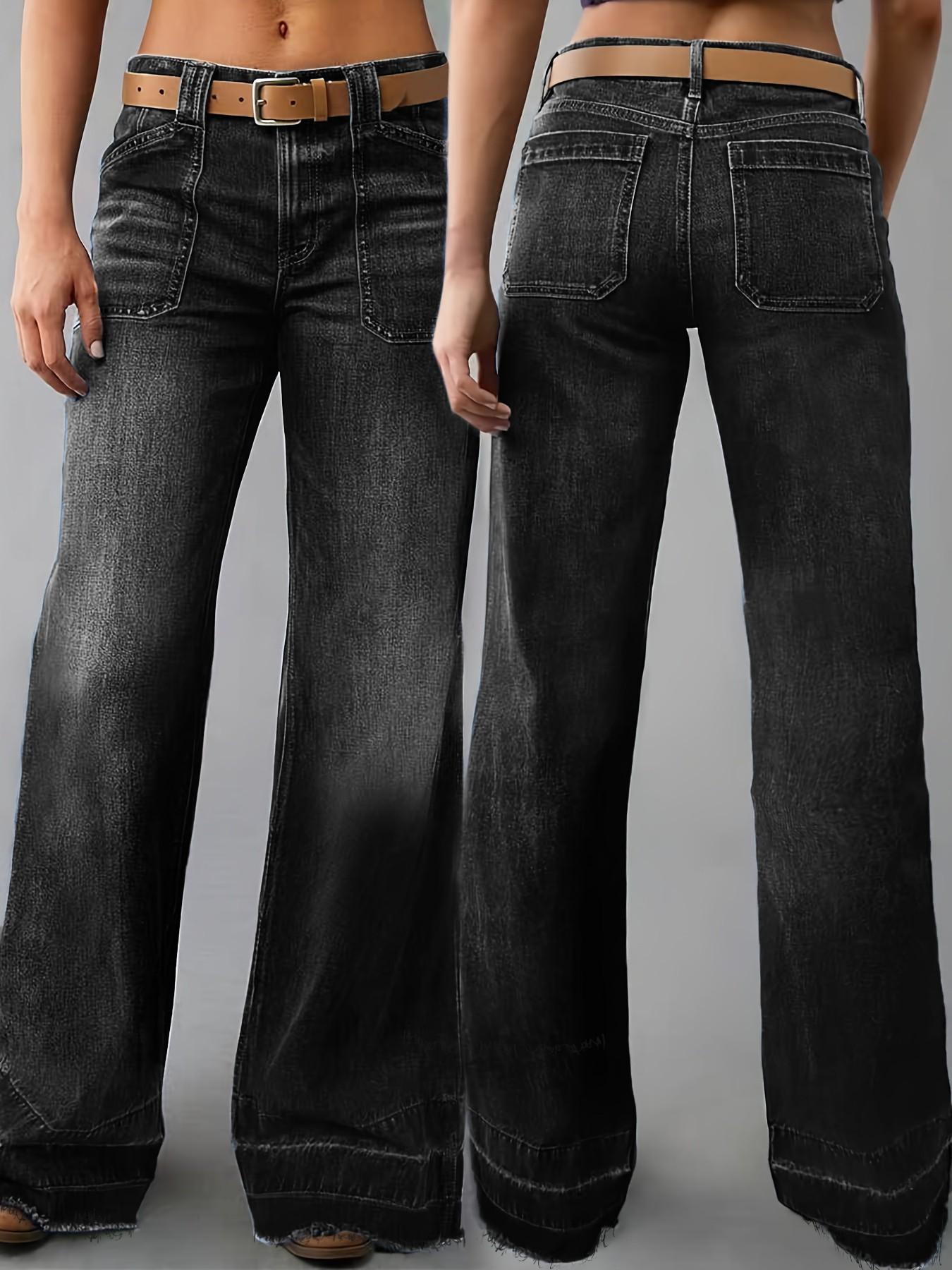 Women's Vintage Mid-Waist Straight Leg Jeans, Fitted Loose Fit Denim Jeans Pants, Casual Striped Design, All Seasons Wear, Womenswear