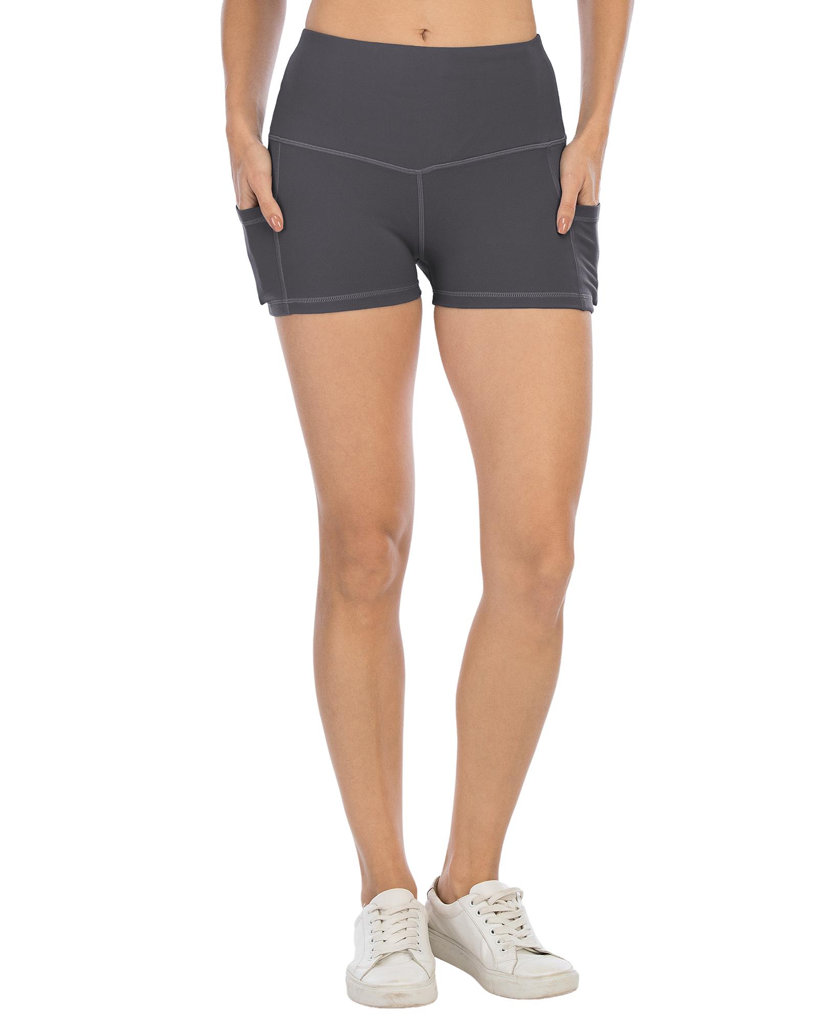 CHRLEISURE 3/5PCS  Women's Shorts With Pockets High Waisted Bikershorts For Exercise & Yoga Shorts Leggings Gym Bikershorts