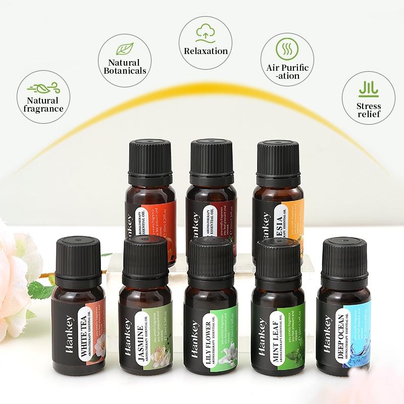 8pcs 10ML Aromatherapy Essential Oil Set, Yoga Oil Plant-Based, Suitable for Humidifiers Diffusers, Fruit Flower Scents, Jasmine Lavender Rose