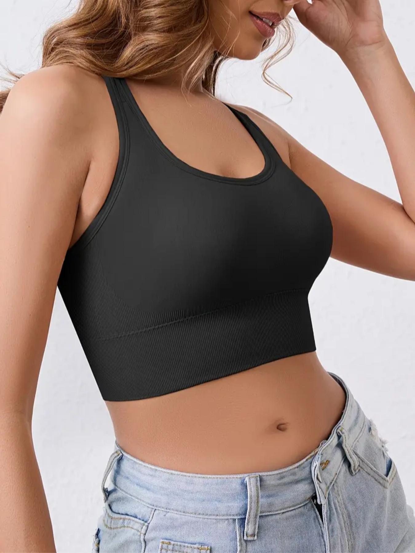 Women's Solid Wireless Bralette, Strappy Workout Bra, Comfortable Breathable Backless Yoga Bra for Sports and Daily Wear, Medium Support Lingerie for All Seasons