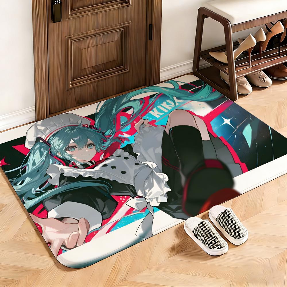 Music Hatsune Miku Floor Mat This soft flannel mat provides a cozy Soft flannel mat with quick water absorption, non-slip and durable. Easy to clean, ideal for bathroom and entryway use.