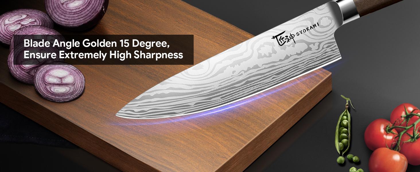 【TikTokShopSpringGlowUp】 SYOKAMI [UPDATE] Kitchen Knife Set with Magnetic Block and Sharpener 14 Piece Knife Set 360° Rotatable Holder Ultra Sharp High Carbon Stainless Steel Knives Sets with Steak Knives, Anti-slip Ergonomical Handle, Mother's Day Gift