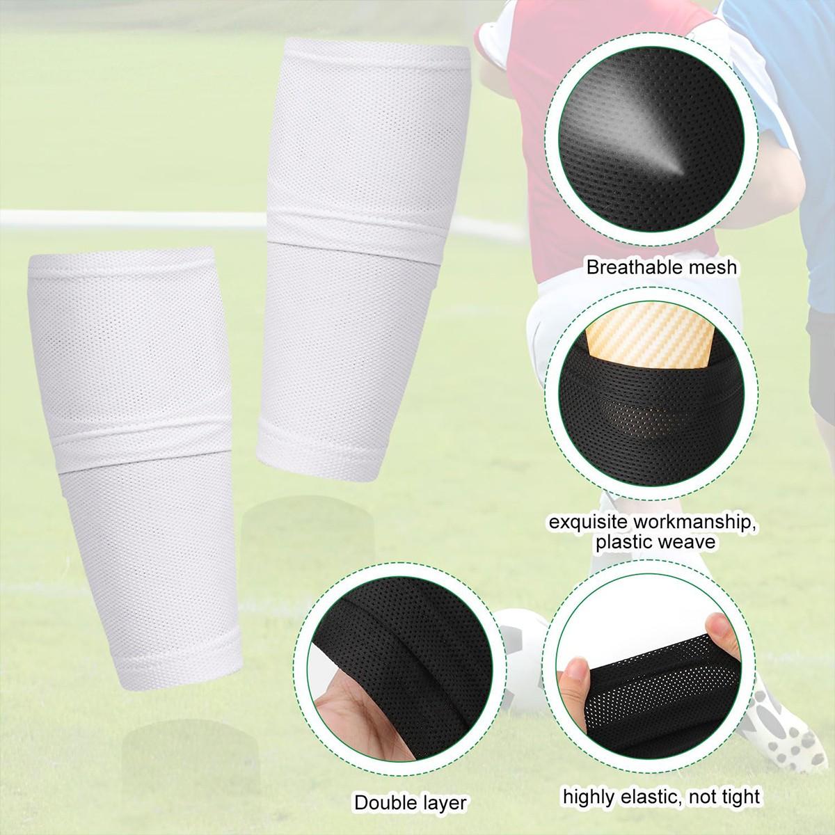 Football Shin Guards Sleeve Set, High Elastic Fit, Breathable Mesh Fabric, Quick Sweat Wicking, Comfortable for Long Training Sessions