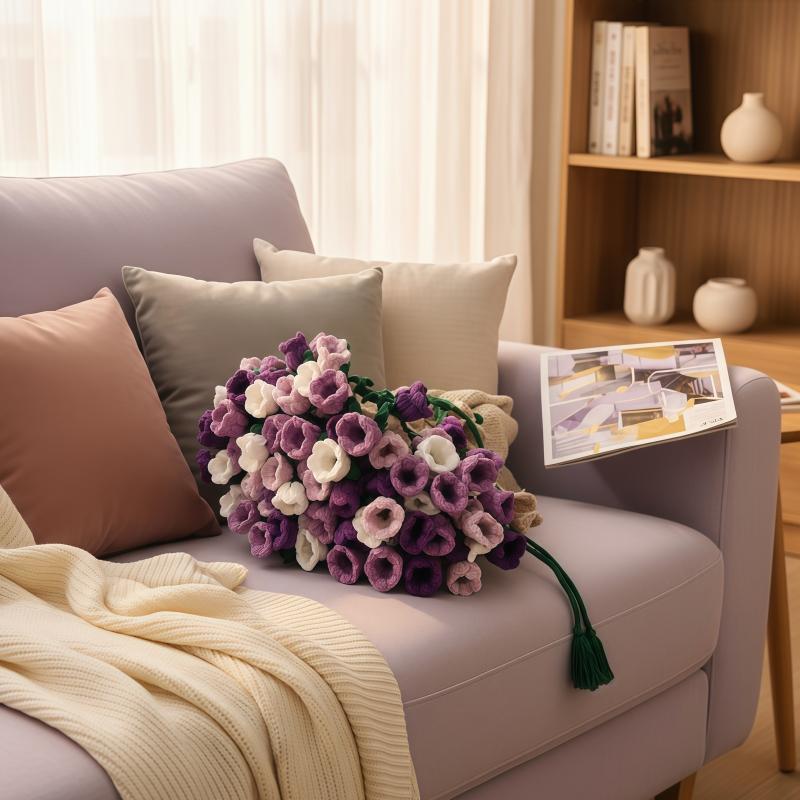 1Set Floral Blanket Crochet Kit for Beginners, Crochet Kit for Adults with Step-by-Step Text Tutorials, DIY Crochet Flower Bouquet Blanket, Handmade Crochet Flowers, Cute Romantic Gift for Girlfriend and mother, Mother's Day Valentine's Day Wedding Ann