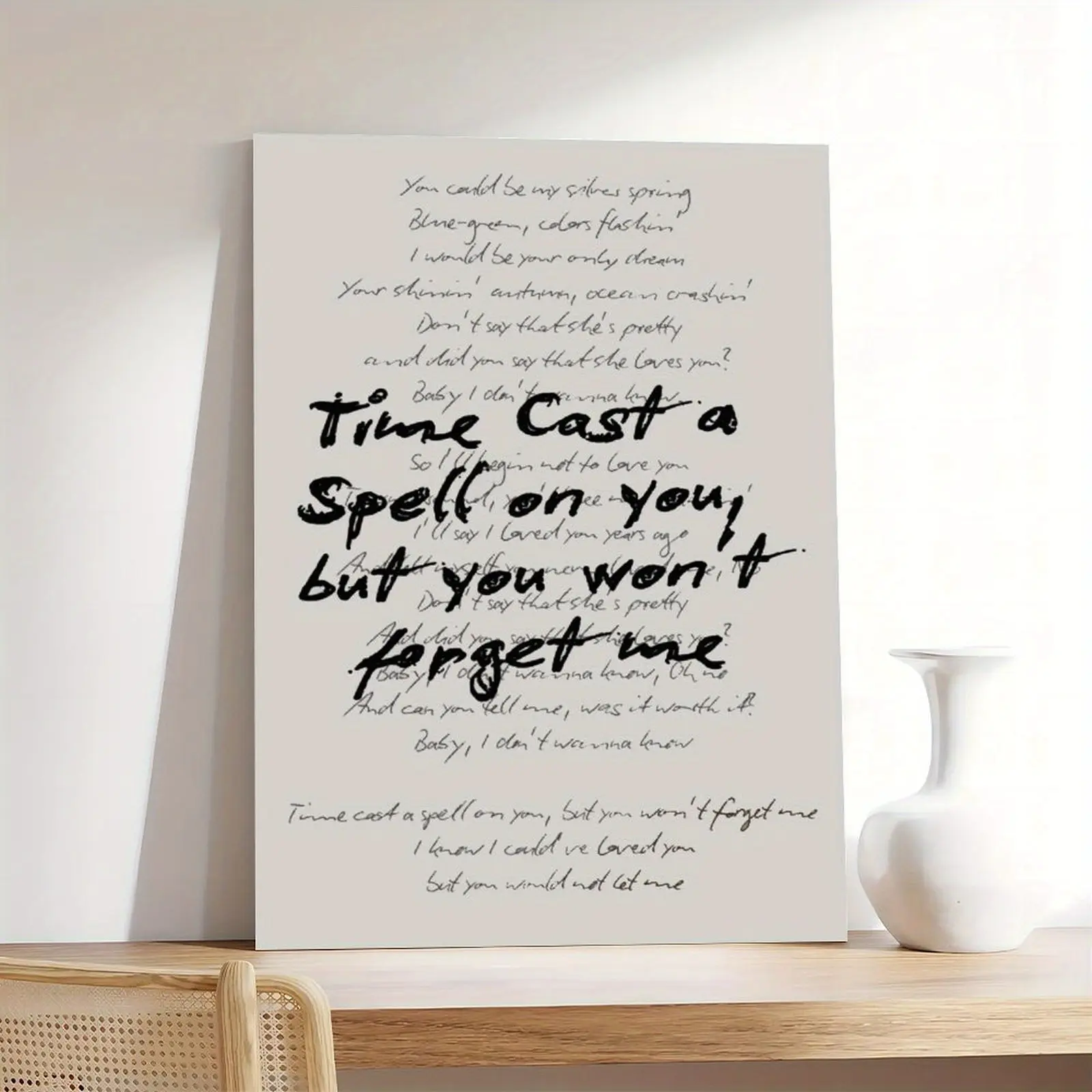 ized Handwritten Song Lyrics Framed Canvas - Song Text & Lyrics, Modern/Contemporary/Rustic Music Wall Art Poster Suitable for, Wedding,, Christmas Gift - Framed Wrapped Canvas Print, 2D Flat, Perfect for Room Decor