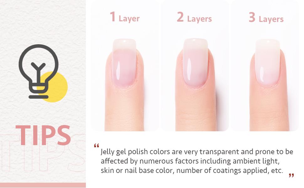 GAOY UV Gel Nail Polish Set Milky White x Jelly Nude, 6 Transparent Colors Sheer Pink Orange Gel Nail Kit for Salon Gel Manicure and Nail Art DIY at Home