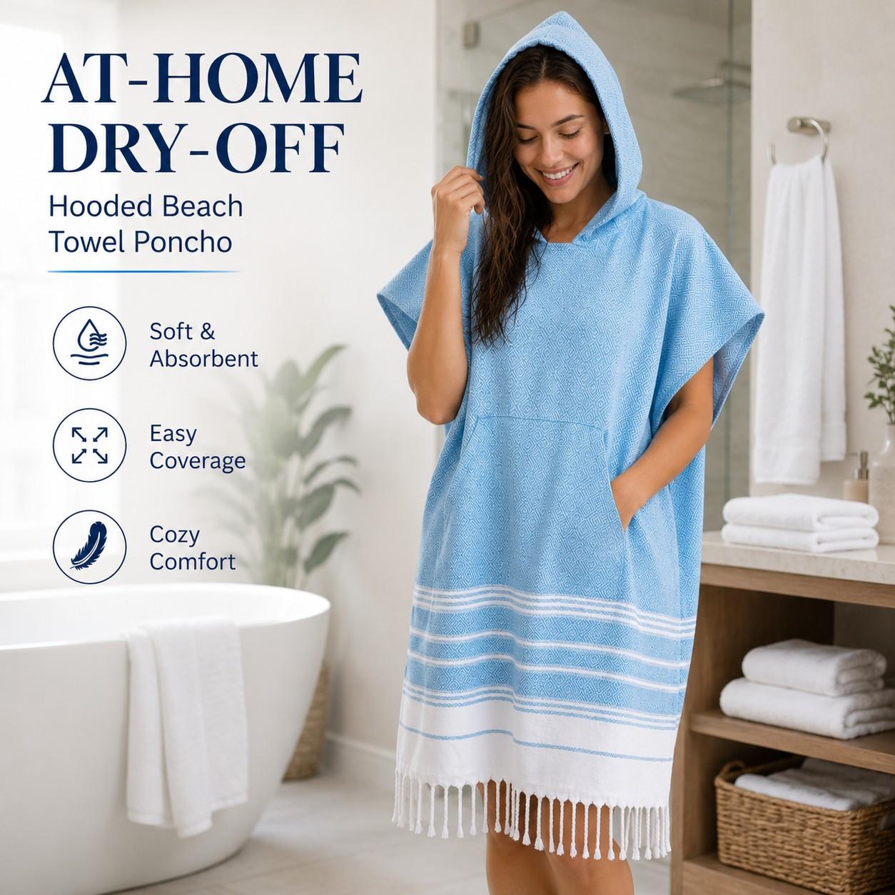 Wearable Beach Towel with Hood, Soft Absorbent Quick-Dry Decorative Towel, Pocket Fringe Design, Ideal for Beach, Pool, Surfing, Travel, Quick Drying Towels