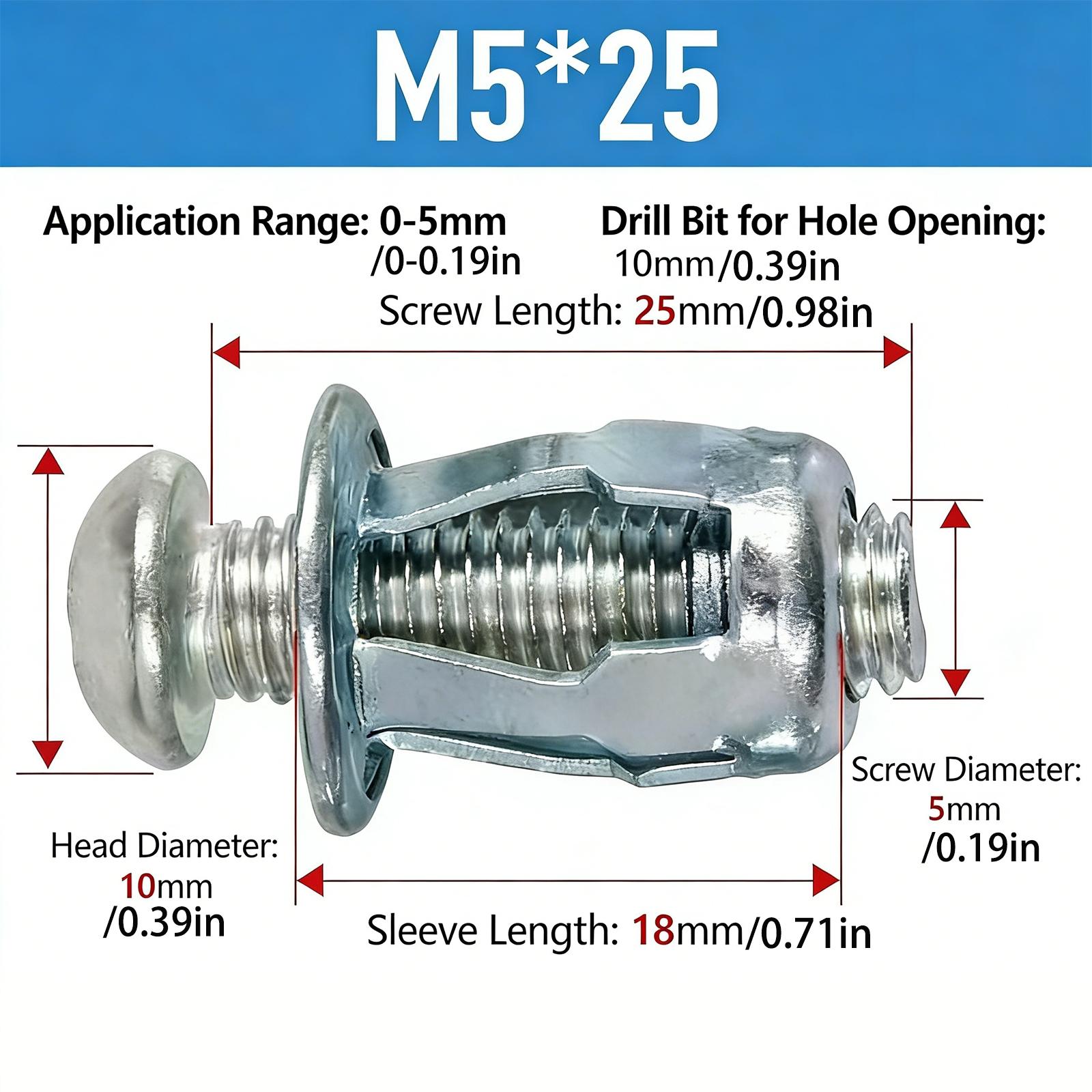 Heavy Duty Bolt Hollow Door Anchors Toggle Bolts for Drywall, Carbon Steel Expansion Screws Set, Expands Behind Wall for Cabinets Walls, Bolt Anchors for 0-5mm Thin Doors Drywall Caravan Walls, Easy Install Multi-Purpose Anchors Heavy Duty Bolt Hollow Door Anchors Toggle Bolts for Drywall, Carbon Steel Expansion Screws Set, Expands Behind Wall for Cabinets Walls, Bolt Anchors for 0-5mm Thin Doors Drywall Caravan Walls, Easy Install Multi-Purpose Anchors