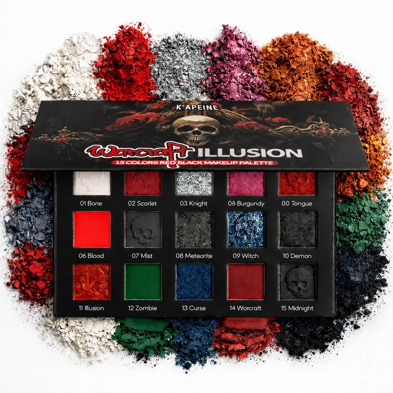 15 Color Eyeshadow Palette, High Pigment Matte & Glitter, Long-Lasting Blendable, Gothic Dark Makeup, Professional Party Halloween Eye Shadow Set, Eye Makeup Product