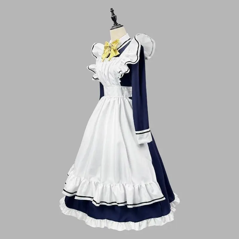 Women Cosplayer Anime Maid Dress Medieval Vintage Lolita Servant Cosplay Costume Detachable Sleeves Dress Carnival Party Wear