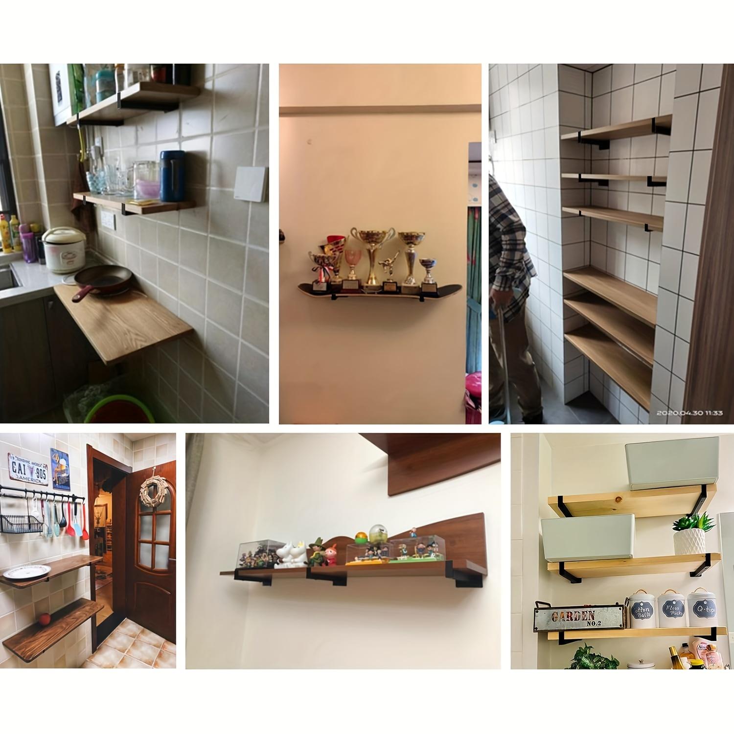 1PC  Floating Shelf Brackets, Heavy-Duty Industrial Shelf Brackets, Black Metal Shelf Brackets, Wall Mounted Brackets, Multi-Functional Shelf Accessories