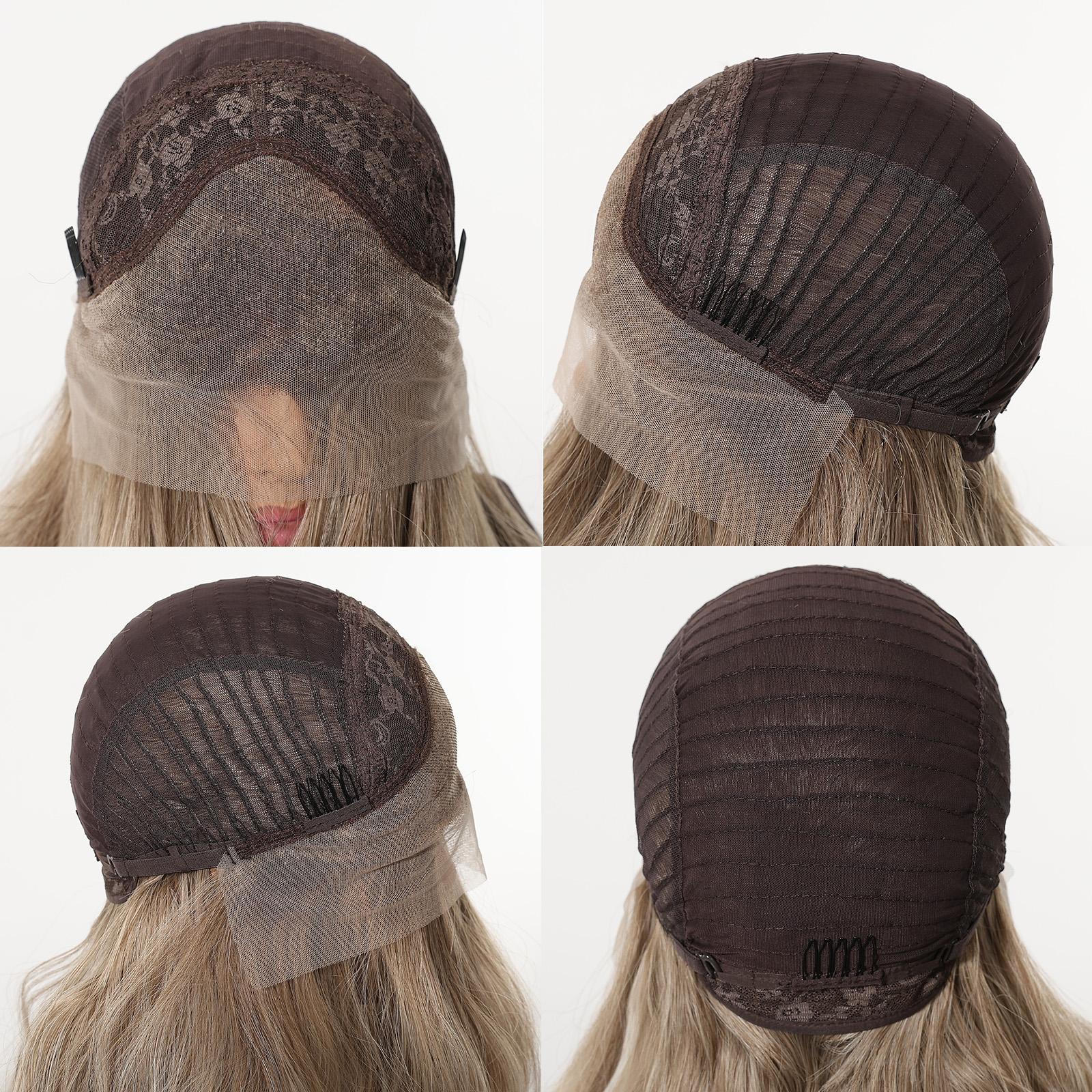 Topshe 13x4 Lace Front Wig, Lace Frontal Wig, Ash Highlights Medium Wave, Natural Skin-Like Scalp, Heat-Resistant Synthetic Hair for Women
