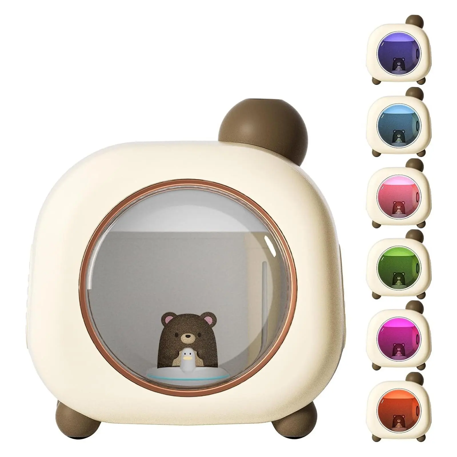 500ML Portable Cartoon Bear USB Humidifier with Colorful Lights and Auto Shut-Off for Bedroom, Baby, Office, PlantsGift