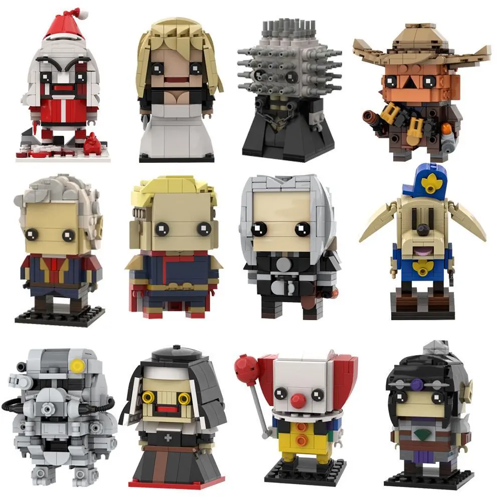 2026 Hot selling toys MOC Building Blocks Kit Cartoon Figures Characters Bricksheadz Collection Bricks Model Horror Movie Characters Assemble Toy Gift Internet-famous toy