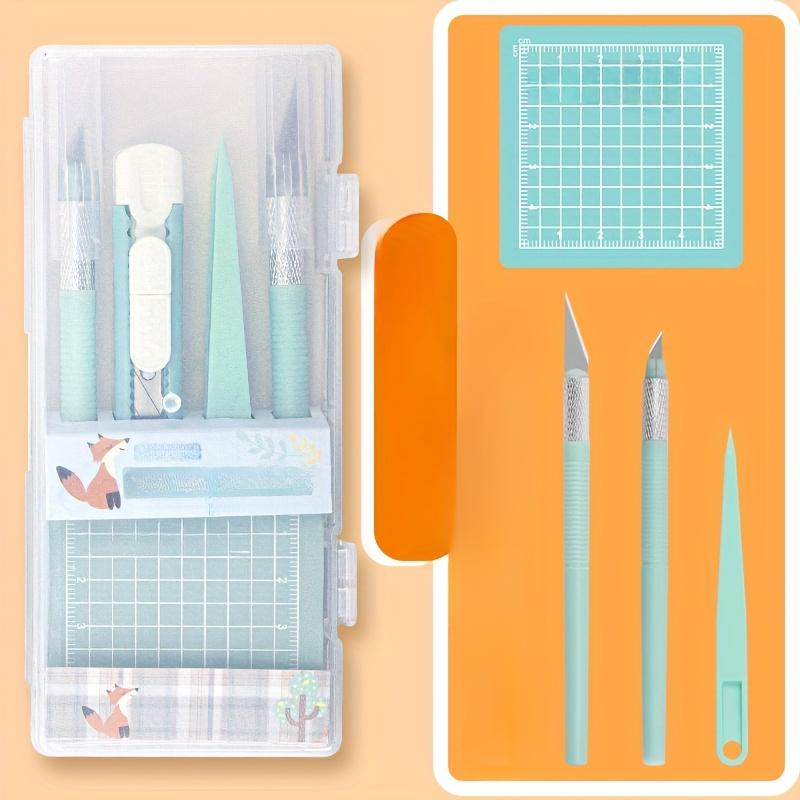 Complete DIY Scrapbooking Kit with Non-Expandable Handle, Pens, Carving Knives, Tweezers & Cutting Mats for Everyday Office Use