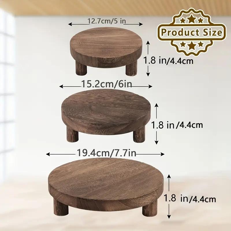 Wooden Display Riser, Woody, Rustic Wood Finish, 3 Counts/set Versatile Cake Stand & Pedestal for Farmhouse Decor, Perfect for Easter, Valentine's Day & New Year, Racks
