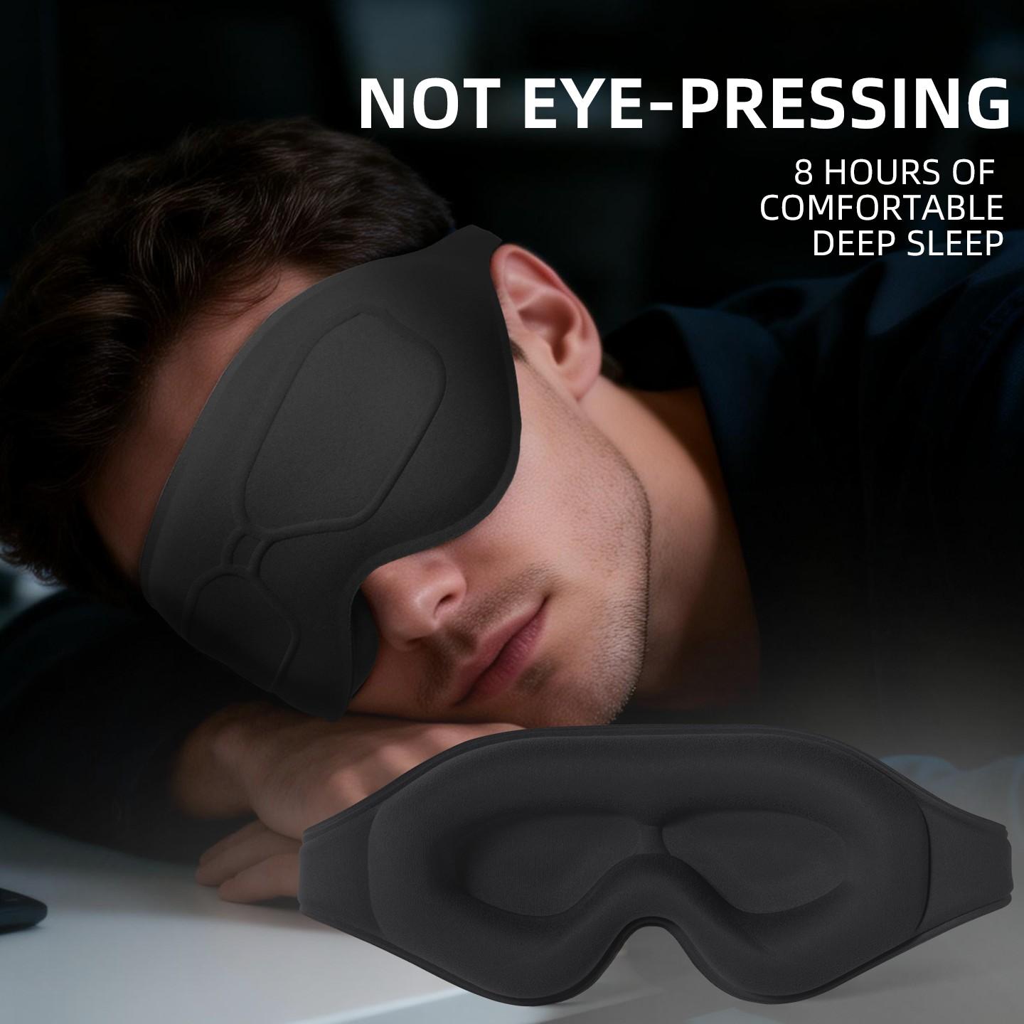 Upgraded Side Sleeper Sleep Mask, Full 3D Cup Design Zero Pressure, Breathable Fabric, Ideal for Travel, Naps, Shift Work, Unisex