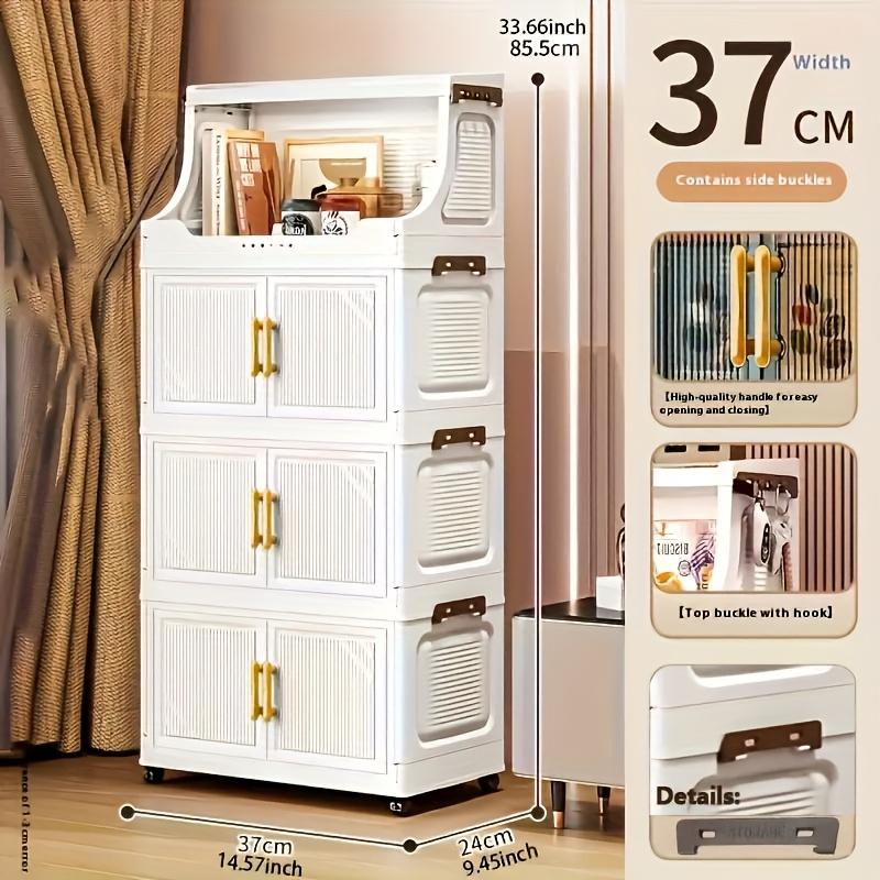 1pc Multifunctional Foldable Storage Cabinet - Heavy-duty Plastic Storage Box with Open Shelves, Space-saving Foldable Design, Suitable for Living Room, Bedroom, Kitchen, Office - Ideal Gift for Home Organization and Small Spaces, Cabinet Storage