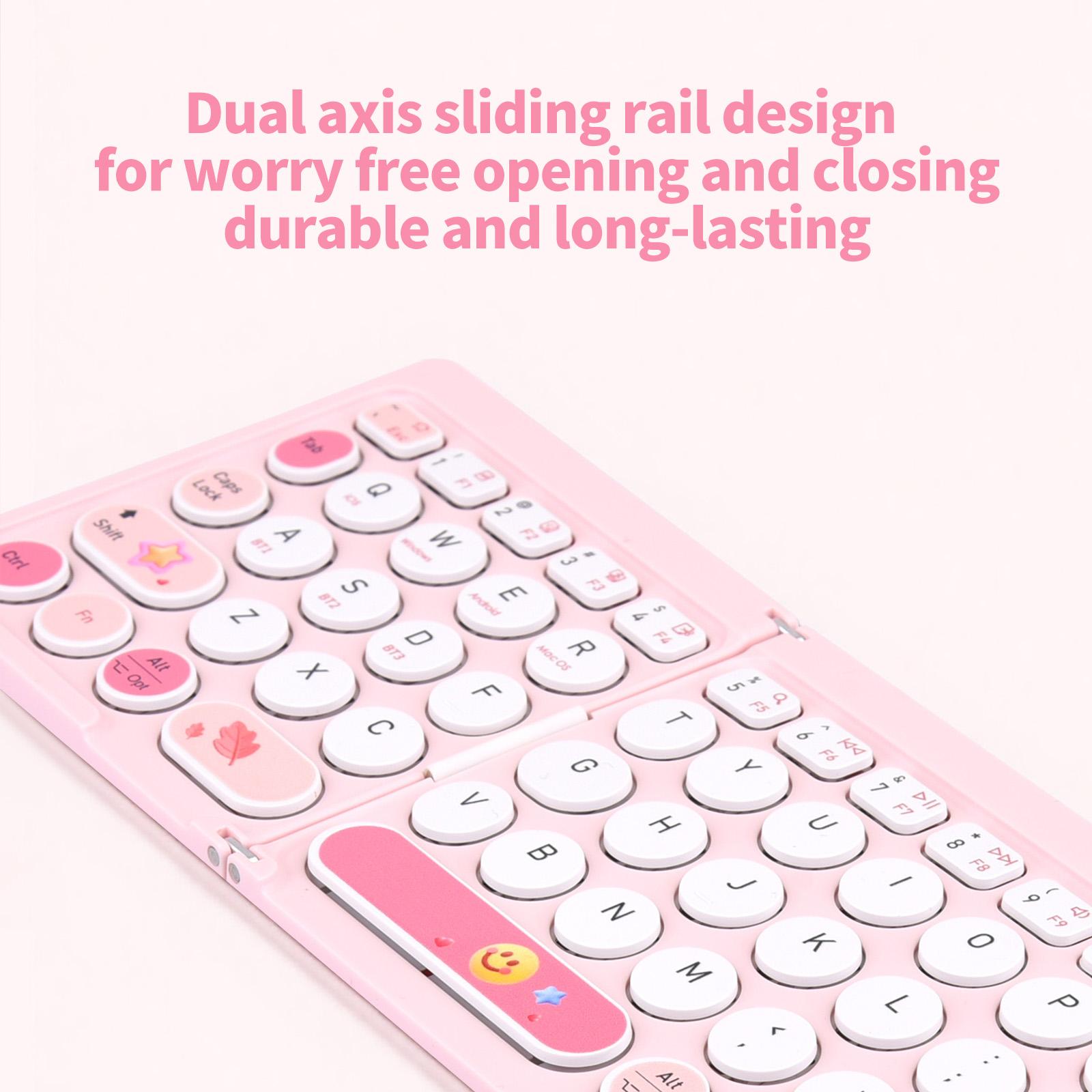 MOFii 1 Pc Z3 Pink Foldable Bluetooth Keyboard with Touchpad, Rechargeable, Cute iPad Tablet Essential for Girls, US Qwerty