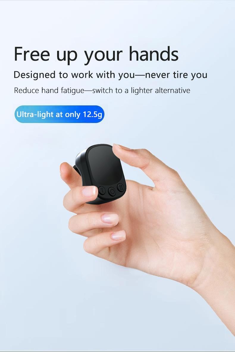 Mouse Ring Remote Control with Touchpad, Wireless, Smart Automatic Screen Clicker Device, Continuous Clicker, Scrolling Page Turner, Bluetooth Selfie & Video Recording Remote, Music Control for iPhone,iPad,Android, Christmas gift