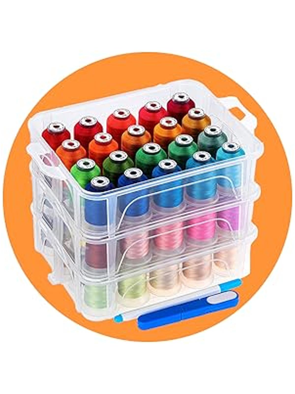 Stackable Clear Storage Box/Organizer for Holding 80 Spools Home Embroidery & Sewing Thread Thread Storage Hacks Organization Ideas New brothread DIY Crafting Beginner Embroidery 4X80, mothersdaygift