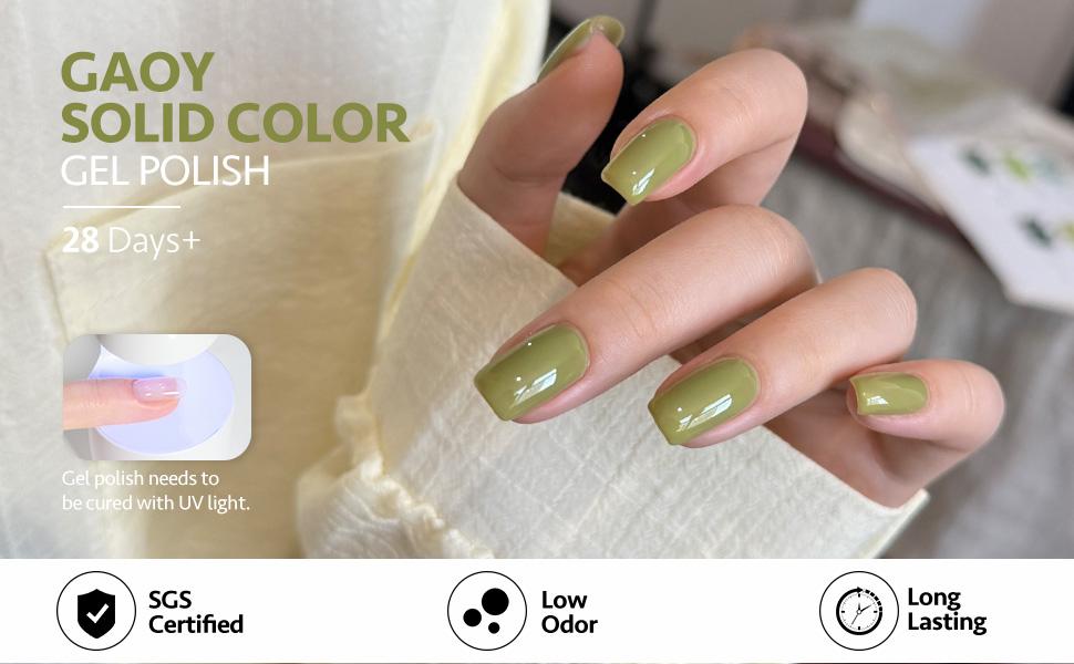 GAOY Jade Spectrum Green Gel Nail Polish Set, Mint, Moss and Emerald Shades, Gemstone Nail Art Manicure