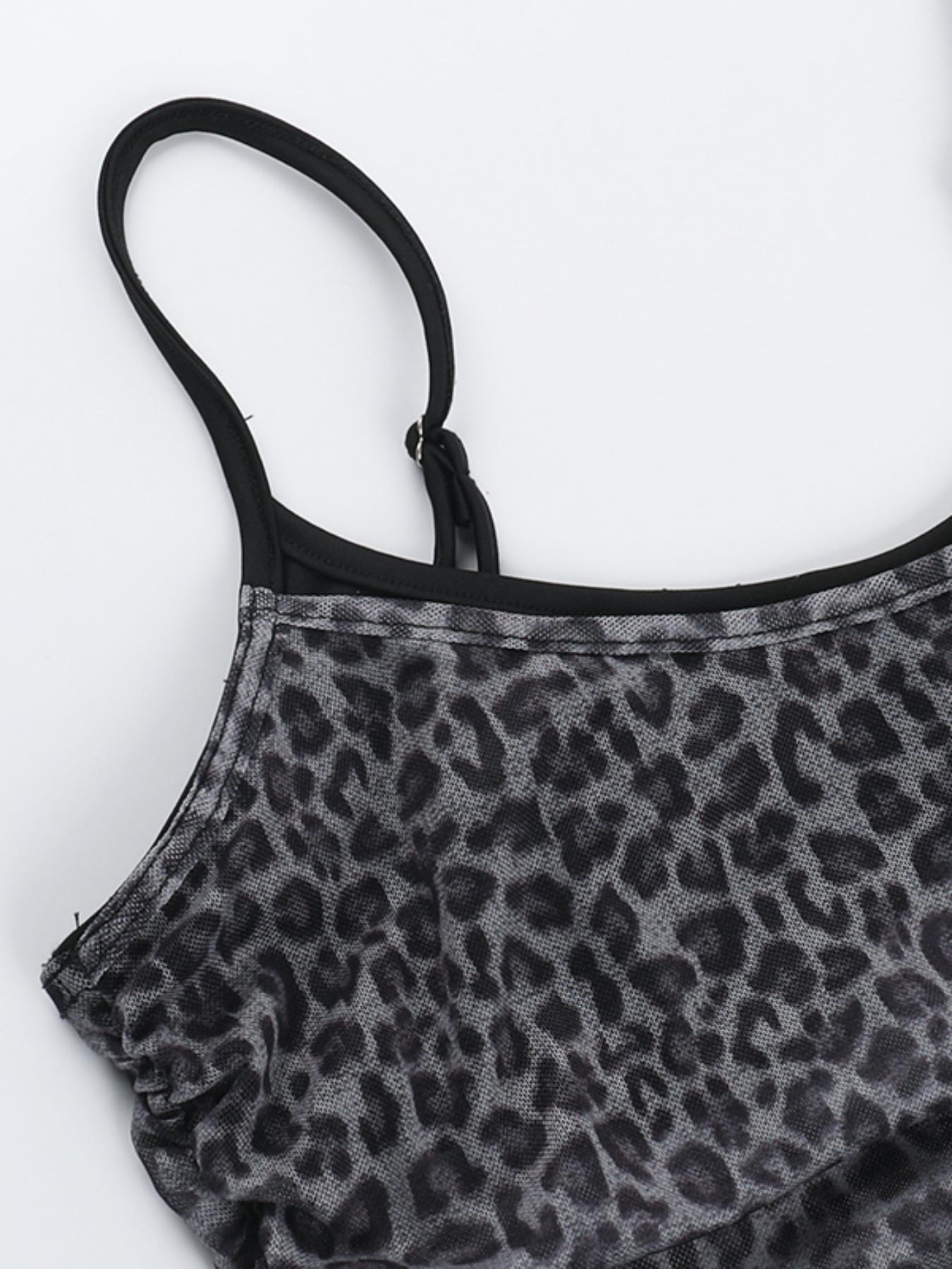 Women's Leopard Print Top, Casual Sleeveless Top for Summer, Women's Clothing for Daily Wear Top, Casual Comfy Cami