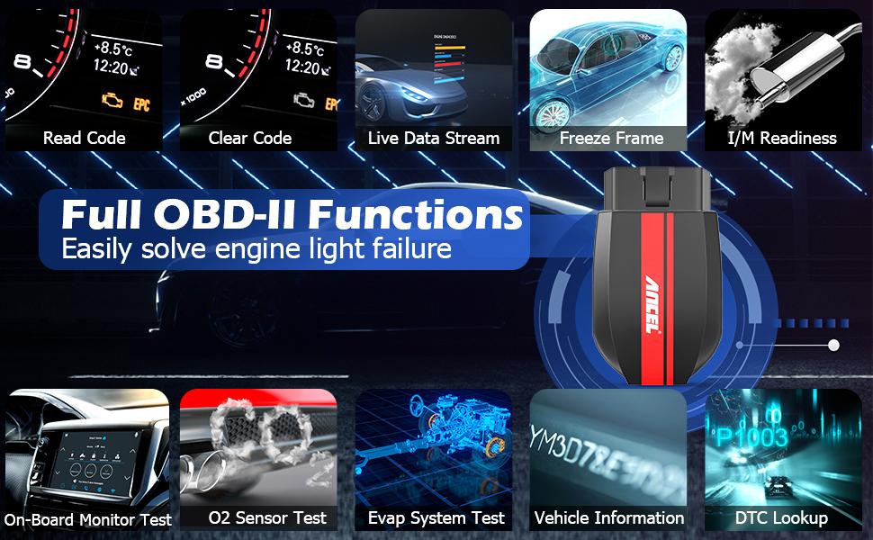 ANCEL BD200 OBD2 Scanner Bluetooth Wireless Automotive Diagnostic Tool with Battery Test Performance Test Car Code Reader OBDII Vehicle Adapter Check Engine OBD2 Scanner for iPhone iPad Android, Exclusive App