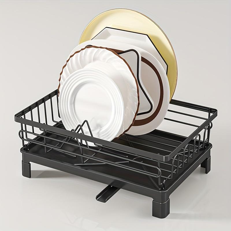 1 Set Black Kitchen Sink Drainer Rack Detachable Utensil Holder with Drainboard Countertop Dish Drying Organizer