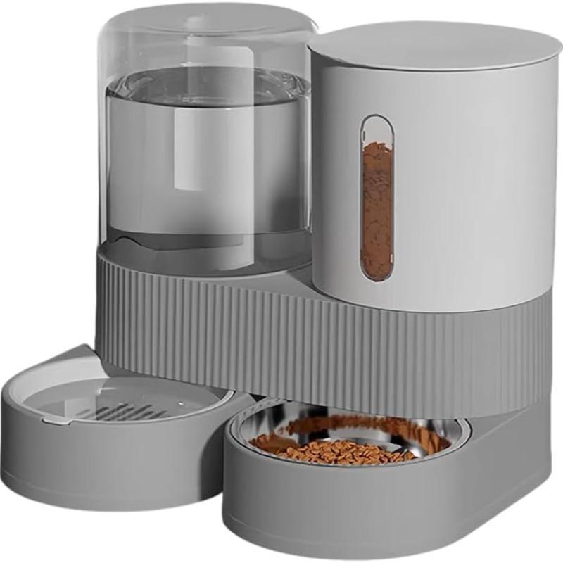New Automatic Cat and Dog Feeder & Water Dispenser Combo Dog Bowl and Cat Bowl Two-in-One Water Dispenser Stainless Steel Bowl
