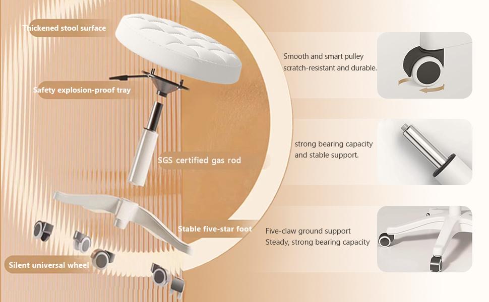 【Black Friday】Small Chair Round Rolling Stool with Wheels PU Leather Height Adjustable Swivel Drafting Work SPA Salon Stools Home Office Chair 【Black Friday】Small Chair Round Rolling Stool with Wheels PU Leather Height Adjustable Swivel Drafting Work SPA Salon Stools Home Office Chair