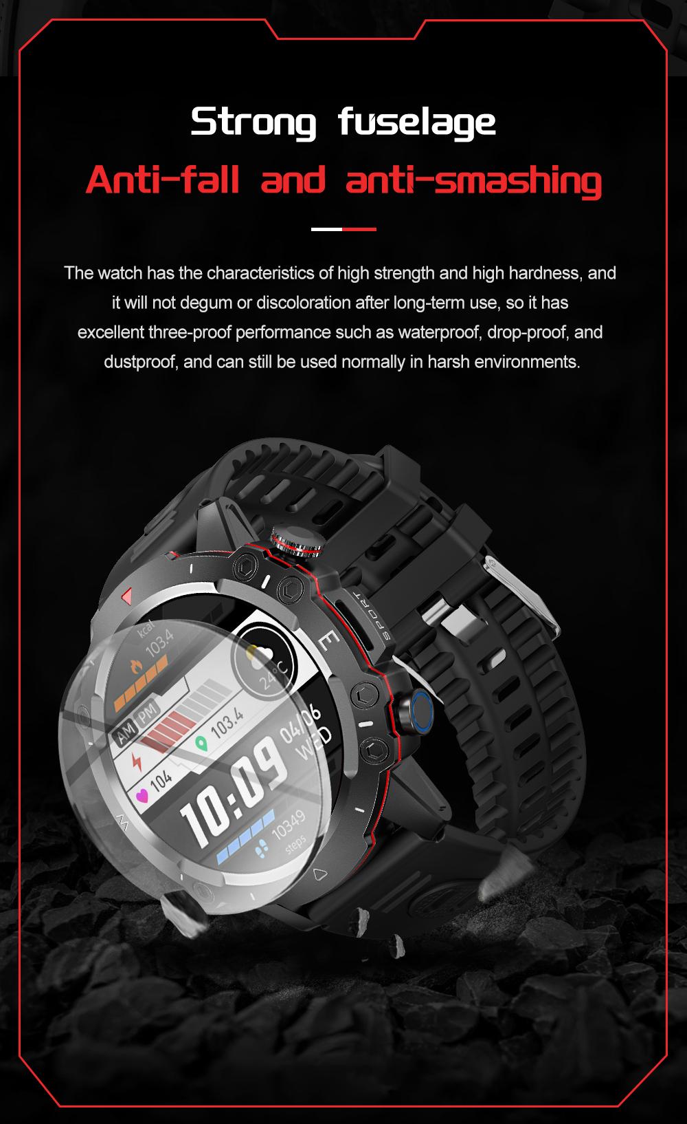 ZW48 Tactical Bluetooth Calling Smart Watch 1.46 Inch HD Round Display LED Flashlight for Outdoor Fitness Daily Wear