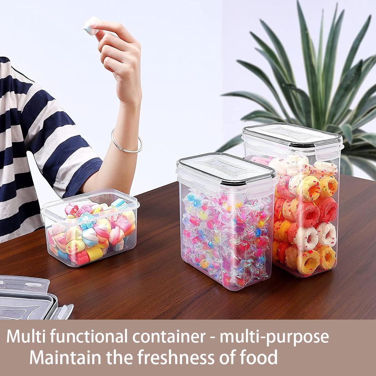 7/15/24-piece set Airtight Dry Food Storage Containers Set, Clear Plastic Bins for Rice, Grains, Nuts & Flour